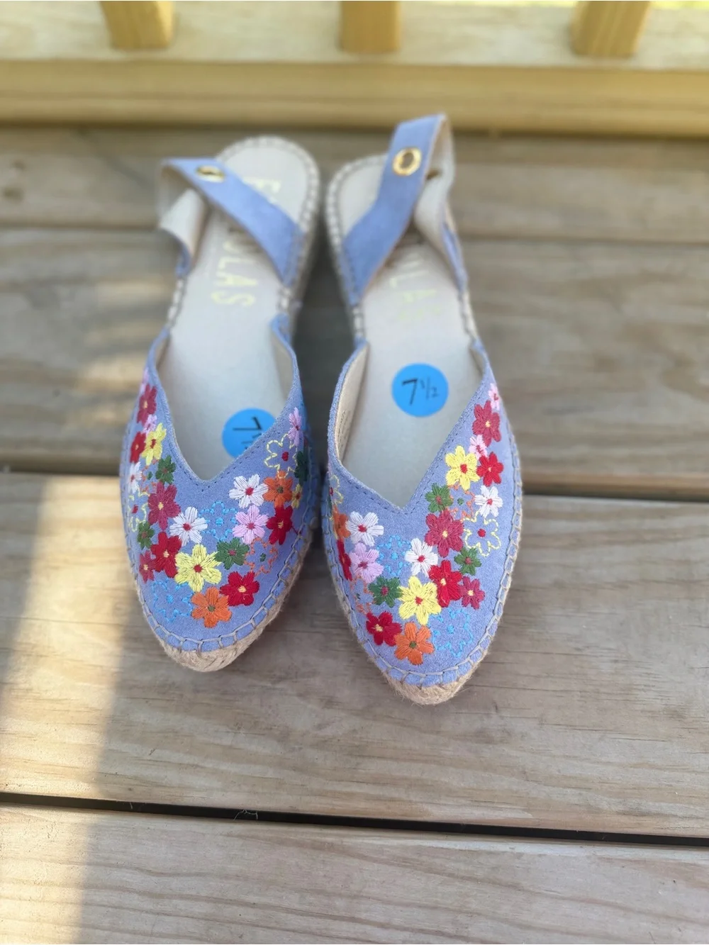 Lavender Embroidered Floral Espadrille Slingbacks - Picture 1 of 6